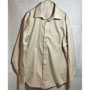 Joseph And Feiss Men’s Dress Shirt Button Up 16 36/37 No Iron Beige